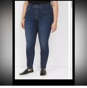 NWOT LANE BRYANT RHINESTONE STUDDED SKINNY JEANS 16
